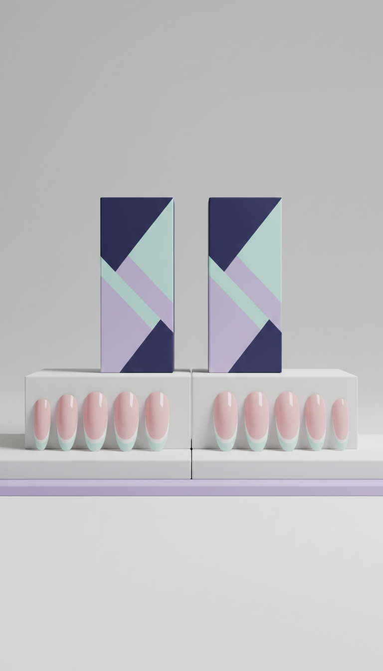 Set de uñas postizas de almendra francesas